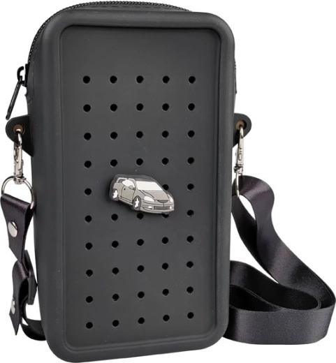 Gifty silikónová crossbody taštička čierna s ozdobným pinom