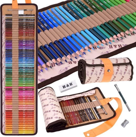 Kresliace pastelky H&B – sada 72 farieb v rolovacom puzdre