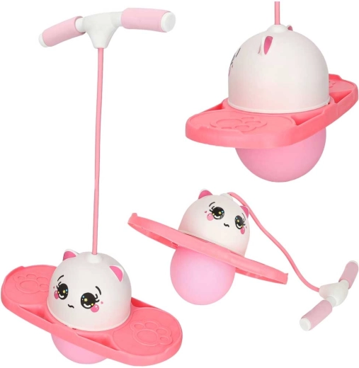 Detský skákací pogo jumper na rovnováhu bielo-ružový