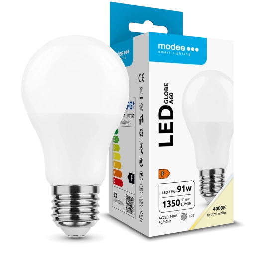 LED žiarovka MODEE LIGHTING Globe A60 13 W E27 neutrálna biela