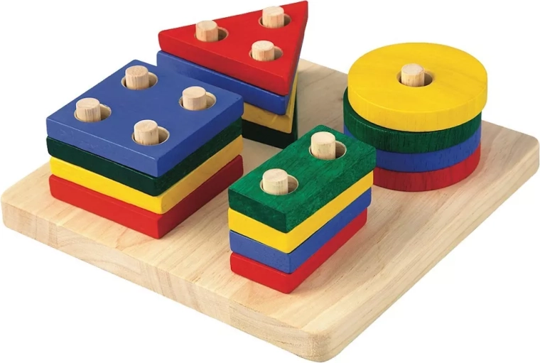 Drevená stohovacia doska s geometrickými tvarmi PlanToys