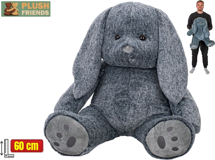 Plyšový zajačik sediaci 60 cm sivý Plush Friends