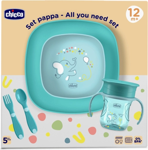Chicco jedálenská súprava pre deti 12m+ modrá