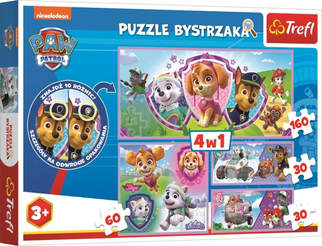 Puzzle s hľadaním rozdielov Labková patrola od Trefl 4v1