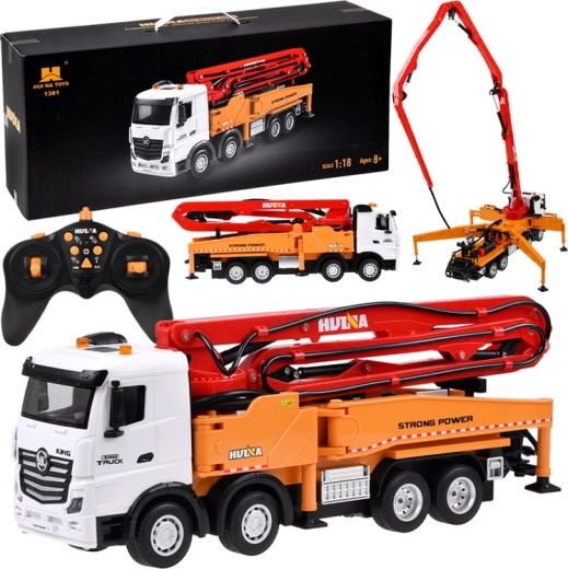 RC nákladné auto s pumpou na betón Huina 1381 1:18 so svetlami a zvukmi