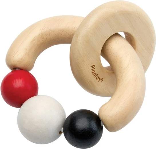 PlanToys kontrastné hrkálka s korálkami - 1 kus