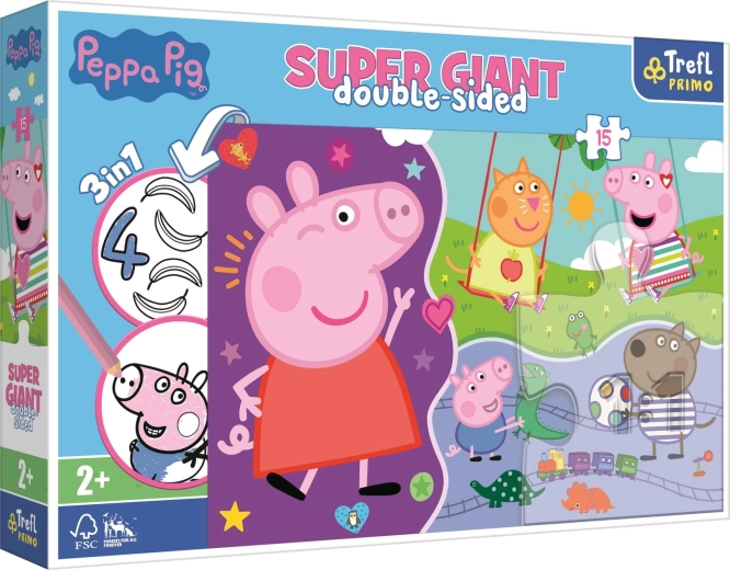 Obrí skladačka 15 dielov – spoznávaj veselú PEPPA PIG