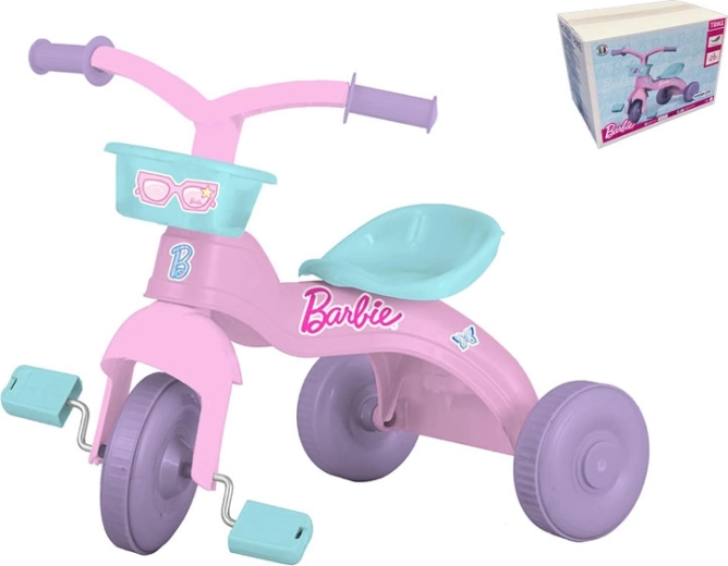 Ružový detský trojkolka BARBIE s predným košíkom