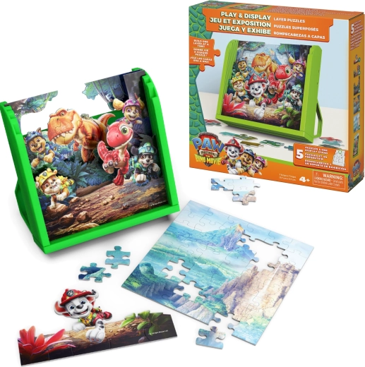3D puzzle Labková patrola a dinosaury s podstavcom