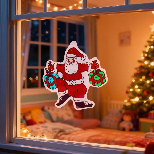 Vianočná okenná dekorácia Santa Claus s prísavkou 30 × 29 cm