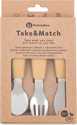 Petite&Mars sada detských príborov Take&Match Intense Ochre 12m+