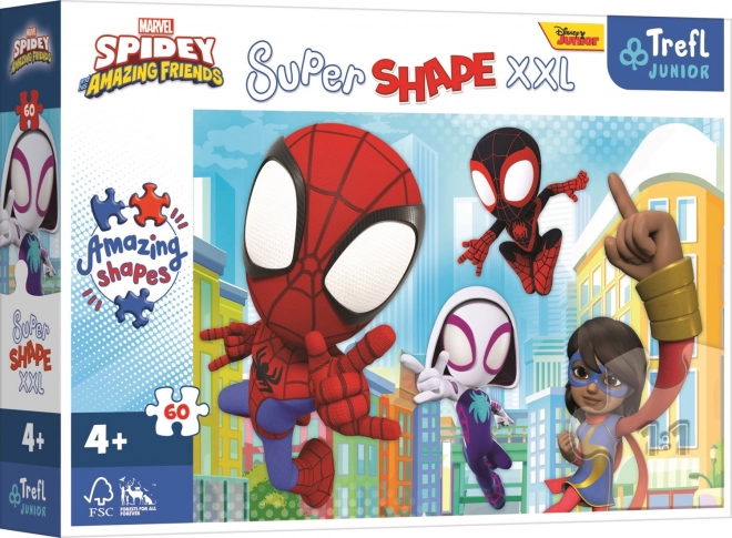 Puzzle 60 dielikov XXL Super Shape – SPIDEY A JEHO ÚŽASNÍ PRIATELIA