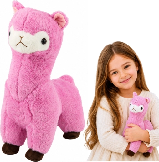 Plyšová alpaka (lama) ružová 28 cm - 1 kus