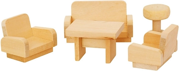 MaDe drevený nábytok pre bábiky – obývacia izba