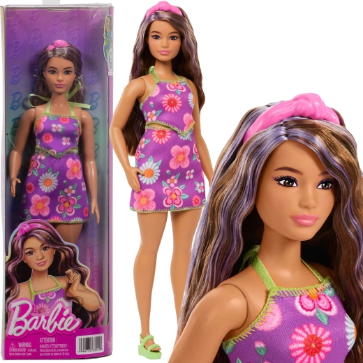Bábika Barbie Fashionistas v kvetovaných šatách