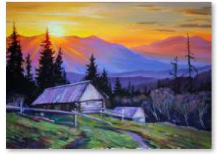 Diamantové maľovanie – hory pri západe slnka 40 × 30 cm