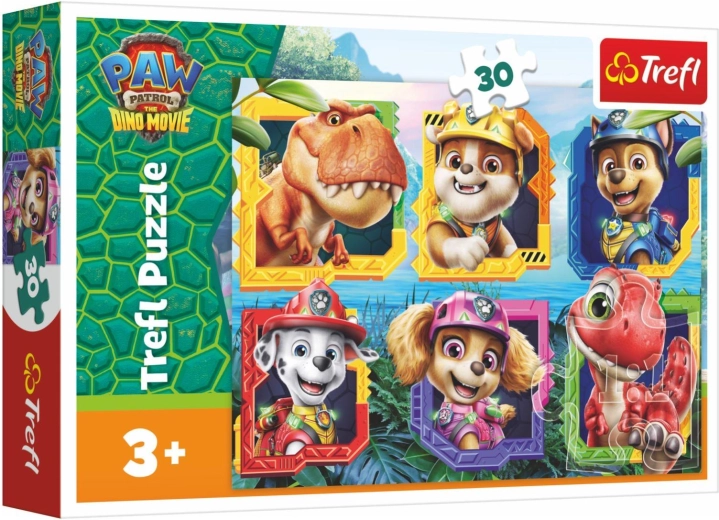 Puzzle Labková patrola Paw Patrol Dino Movie – dinosauří ostrov, 30 dielikov