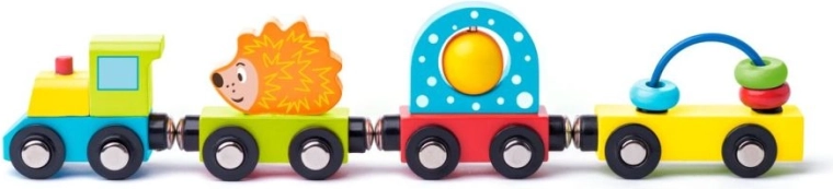 Drevený vláčik s ježkom a hračkami Woody