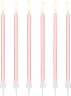 Narodeninové sviečky hladké svetloružové 14 cm (12 ks)