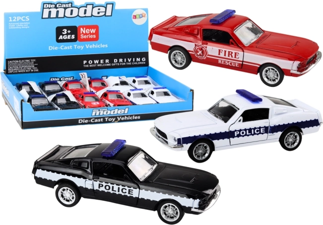 Kovové policajné a hasičské auto 1:32 s frikčným pohonom
