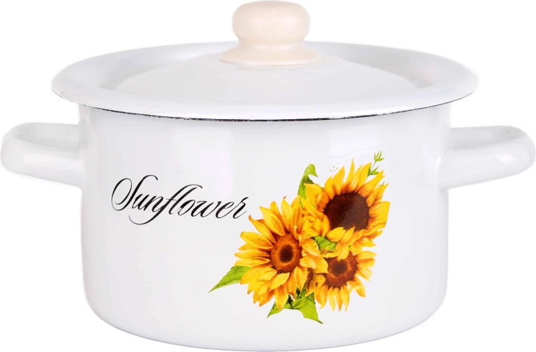 Smaltovaný hrniec s pokrievkou 2 l Slnečnice