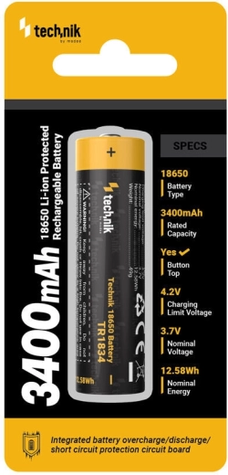 Nabíjacia Li‑Ion batéria 18650 3400 mAh 3,7 V s ochranou Technik