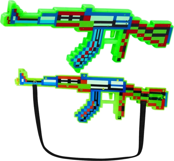 Pikselová zelená hračka puška so svetlami a zvukmi 45 cm