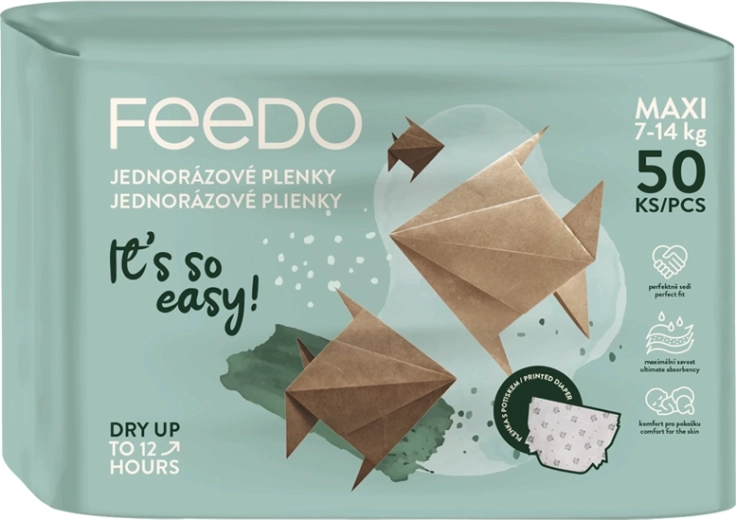 FEEDO jednorazové plienky Maxi 4 (7–14 kg), 50 ks
