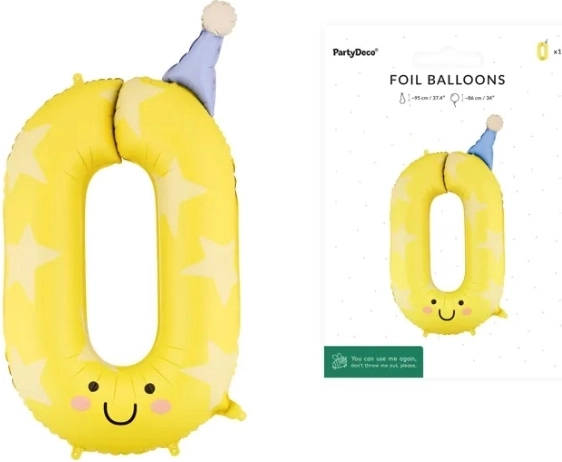 Fóliový balón číslica 0 žltý 86 cm