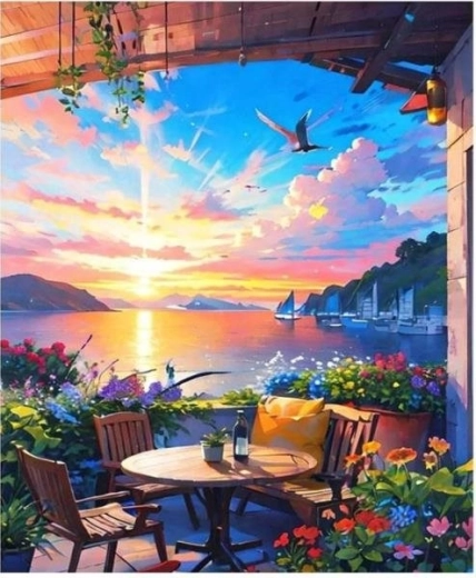 Maľovanie podľa čísel – dom s terasou 40 × 50 cm