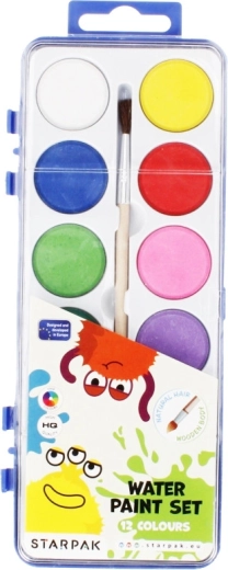 vodové farby so štetcom, 12 farieb