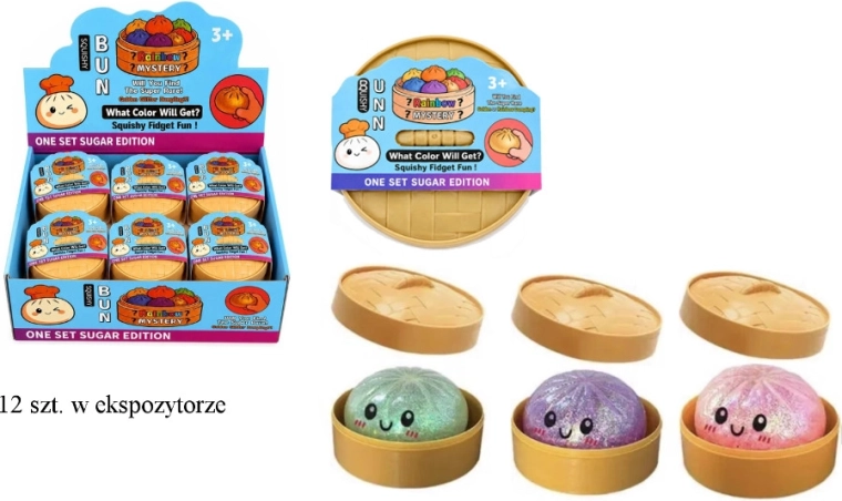 Trblietavý squishy stláčací antistresový knedliček (dumpling)