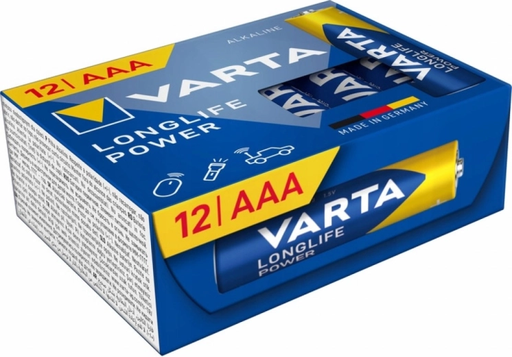 Alkalické batérie AAA VARTA Longlife Power, 12 ks
