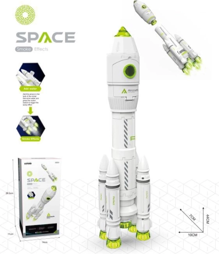 Kozmická raketa s astronautom – dym, svetlo a zvuk