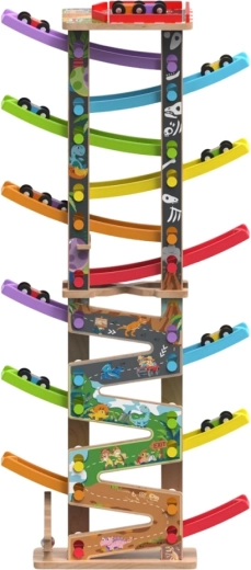 2Kids Toys veľká drevená pretekárska dráha s 12 rampami