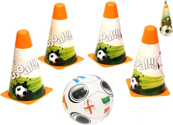 Detská futbalová tréningová sada s loptou a kužeľmi