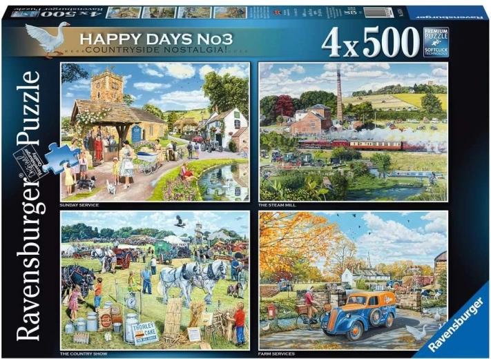Ravensburger Puzzle Happy Days: spomienky na vidiek 4×500 dielikov
