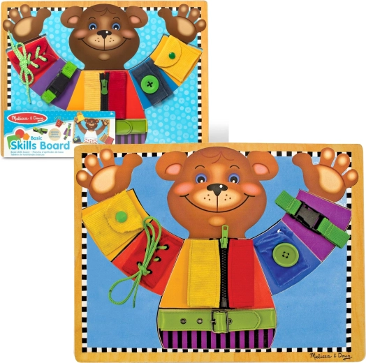 drevená manipulačná tabuľa medvedík – učenie základných zručností Melissa & Doug