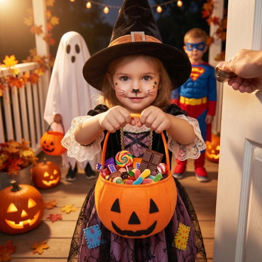 Oranžový plstený halloweenský košík s motívom tekvice
