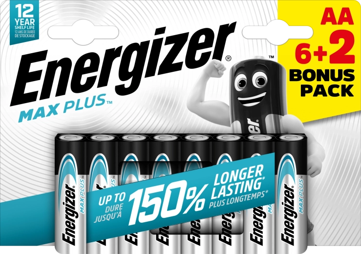 Energizer Max Plus AA alkalické batérie - 8 ks