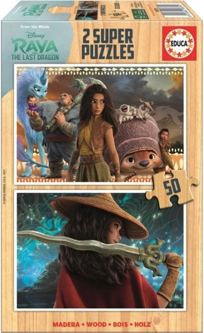 Drevené puzzle Raya a drak 2x50 dielikov