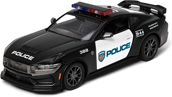 Kovový model Ford Mustang Dark Horse 2024 policajná edícia 1:43, čierna