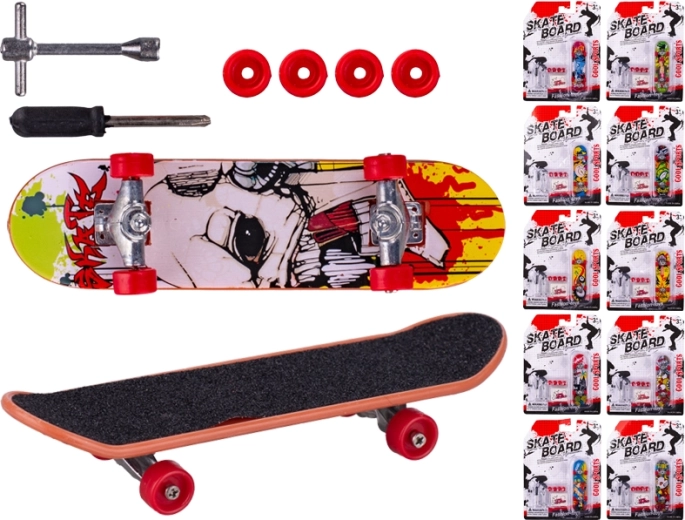 Mini kovový prstový skateboard 9,5 cm pre deti