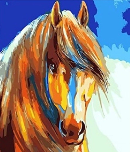 Diamantová mozaika - Kôň so svetlou hrivou