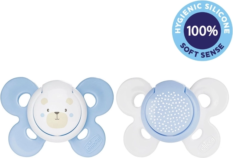 Chicco cumlík Physio Comfort silikón 2–6 m, vzor medvedík/bodky, 2 ks