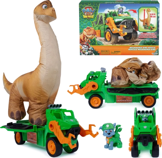 Spin Master Labková patrola a dinosaury – Megasaurus dino vozidlo s nafukovacím dinosaurom a figúrkou Rocky