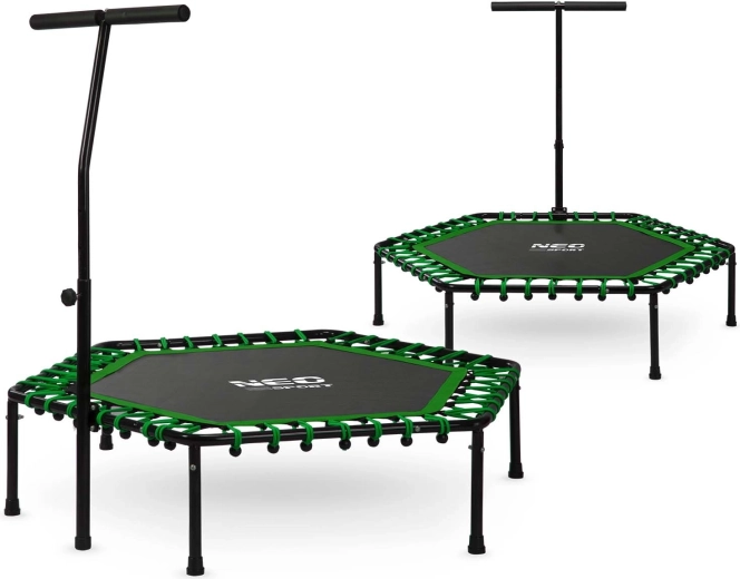 Neo-Sport šesťhranná fitness trampolína s držadlom 127 cm zelená