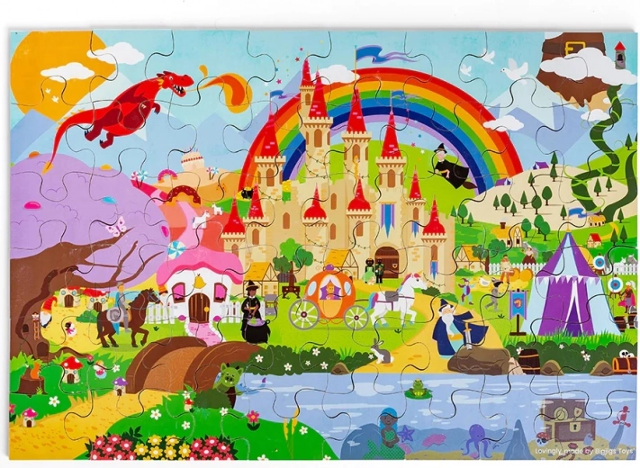 Bigjigs Toys puzzle Fantazijný svet – podlahové drevené puzzle