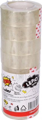 Priehľadná lepiaca páska 18 mm x 30 m - sada 8 ks