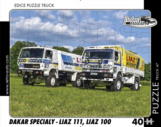 RETRO-AUTA puzzle TRUCK Dakar špeciály LIAZ 111 a LIAZ 100 – 40 dielikov
